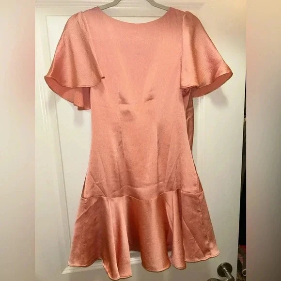 Free People NWOT Peach Scarlett Ruffle Mini Dress Size Small - Picture 9 of 9